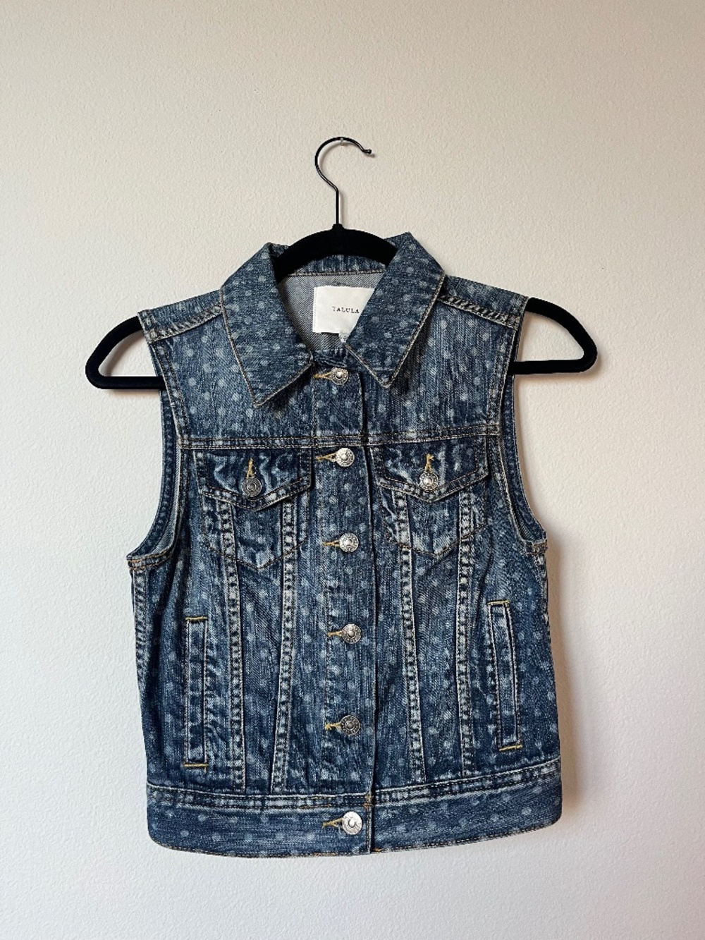 Aritzia Talula Grunge Denim Polka Vest Woman's Size XS